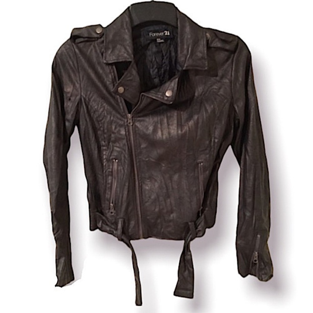 FOREVER 21 BRONZE VINTAGE LEATHER JACKET MEDIUM